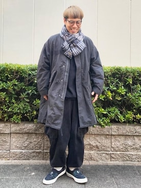 「coen（コーエン）のアイテム（モッズコート）」を使った、さとうじゅんさん（メンズ・175cm）の冬コーディネート