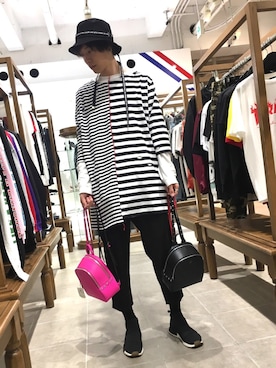 「DANKE SCHON（ダンケシェーン）のアイテム（帽子）」を使った、Junya  Awajiさん（メンズ・184cm）の春コーディネート