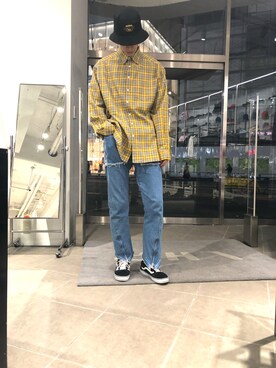 「sulvam」｜「アイテム（帽子）」を使った、Junya  Awajiさん（メンズ・184cm）の春コーディネート