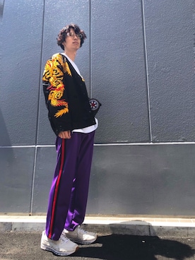 「blackmeans（ブラックミーンズ）のアイテム（ジャケット/アウター）」を使った、Junya  Awajiさん（メンズ・184cm）の春コーディネート