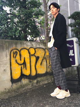 「DANKE SCHON（ダンケシェーン）のアイテム（スウェット）」を使った、Junya  Awajiさん（メンズ・184cm）の秋コーディネート