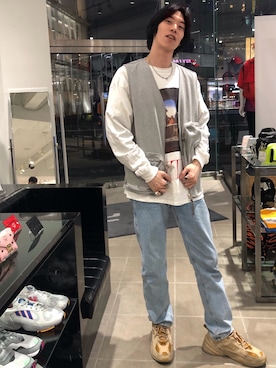 「WHITELAND（ホワイトランド）のWHITELAND/ホワイトランド/CARGO VEST（ベスト）」を使った、Junya  Awajiさん（メンズ・184cm）の春コーディネート