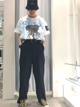 「L.H.P（エルエイチピー）のアイテム（帽子）」を使った、Junya  Awajiさん（メンズ・184cm）の春コーディネート