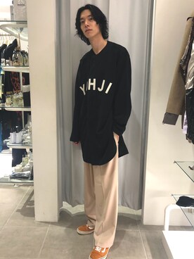 「Y-3（ワイスリー）のアイテム（トップス、ブラック系）」を使った、Junya  Awajiさん（メンズ・184cm）の夏コーディネート