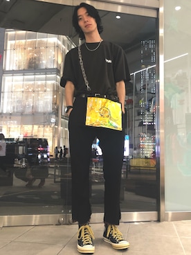 「DANKE SCHON（ダンケシェーン）のアイテム（バッグ）」を使った、Junya  Awajiさん（メンズ・184cm）の夏コーディネート
