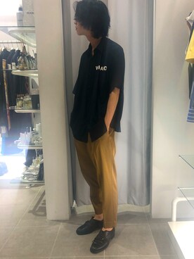 「08sircus（ゼロエイトサーカス）のアイテム（パンツ）」を使った、Junya  Awajiさん（メンズ・184cm）の夏コーディネート