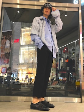 「DANKE SCHON（ダンケシェーン）のアイテム（帽子）」を使った、Junya  Awajiさん（メンズ・184cm）の夏コーディネート
