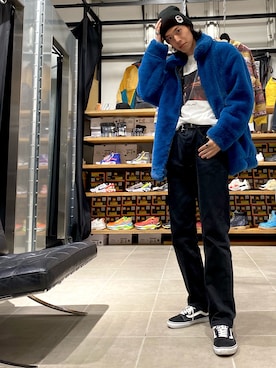 「KaneZ（ケインズ）のアイテム（ニットキャップ/ビーニー）」を使った、Junya  Awajiさん（メンズ・184cm）の秋コーディネート