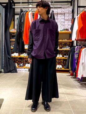 「DANKE SCHON（ダンケシェーン）のDankeSchon/ダンケシェーン/PANEL WOOL SHIRTS（シャツ/ブラウス、グリーン系）」を使った、Junya  Awajiさん（メンズ・184cm）の秋コーディネート