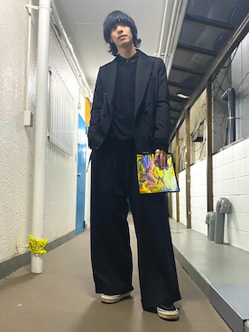 「DANKE SCHON（ダンケシェーン）のアイテム（バッグ）」を使った、Junya  Awajiさん（メンズ・184cm）の冬コーディネート