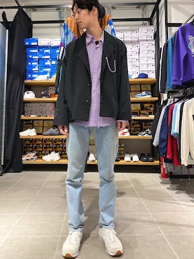 「DANKE SCHON（ダンケシェーン）のアイテム（テーラードジャケット）」を使った、Junya  Awajiさん（メンズ・184cm）の春コーディネート