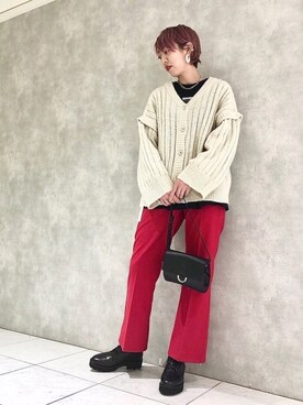 「PAGEBOY（ページボーイ）のハクミニショルダーBAG（ショルダーバッグ）」を使った、TAMUさん（レディース・172cm）の冬コーディネート