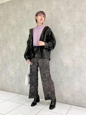 「PAGEBOY（ページボーイ）のハイネックウラケプルオーバー(トレーナー/スウェット)（スウェット）」を使った、TAMUさん（レディース・172cm）の秋コーディネート