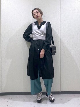 「PAGEBOY」｜「アイテム（シャツワンピース）」を使った、TAMUさん（レディース・172cm）の冬コーディネート