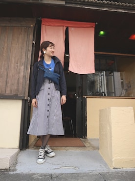 「トレンチスカート」｜「アイテム（マウンテンパーカー）」を使った、naoさん（レディース・165cm）の春コーディネート