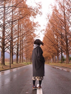 「Max Mara（マックスマーラ）のアイテム（チェスターコート）」を使った、naoさん（レディース・165cm）の冬コーディネート