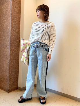 「CAST:（キャスト コロン）のアイテム（ノーカラージャケット）」を使った、Katsumiさん（レディース・156cm）の春コーディネート