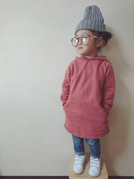 「グレーニット帽」｜RiRiKaさん（キッズ・90cm）の春コーディネート