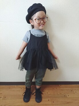 「カーキパンツ」｜RiRiKaさん（キッズ・100cm）の秋コーディネート