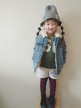 「SCOTCH&SODA（スコッチアンドソーダ）のアイテム（ジャケット/アウター）」を使った、RiRiKaさん（キッズ・100cm）の冬コーディネート