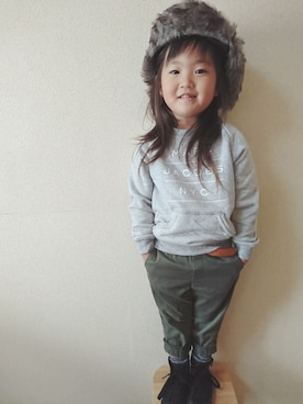 「KRIFF MAYER Kid's Collection（クリフメイヤーキッズコレクション）のアイテム（キャップ）」を使った、RiRiKaさん（キッズ・100cm）の冬コーディネート