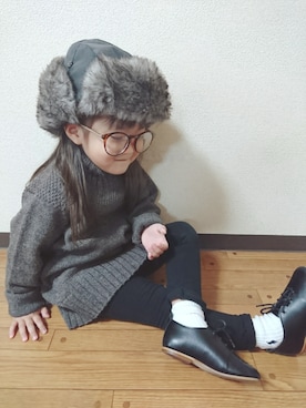 「KRIFF MAYER Kid's Collection（クリフメイヤーキッズコレクション）のアイテム（キャップ）」を使った、RiRiKaさん（キッズ・100cm）の冬コーディネート