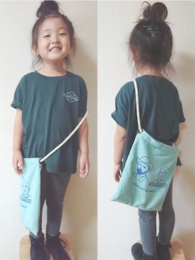 「BOBO CHOSES（ボボショーズ）のアイテム（バッグ）」を使った、RiRiKaさん（キッズ・100cm）の夏コーディネート