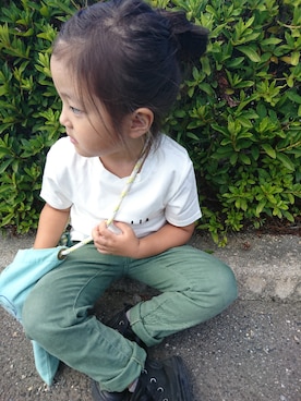 「BOBO CHOSES（ボボショーズ）のアイテム（バッグ）」を使った、RiRiKaさん（キッズ・100cm）の夏コーディネート