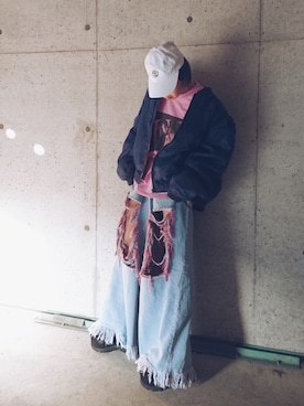 「Little sunny bite（リトルサニーバイト）のアイテム（MA-1）」を使った、꧁ばら꧂🖇さん（レディース・164cm）の冬コーディネート