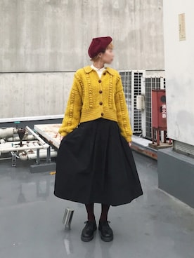 「スプリングSENSEOFPLACE」｜「アイテム（ハンチング/ベレー帽）」を使った、꧁ばら꧂🖇さん（レディース・164cm）の冬コーディネート
