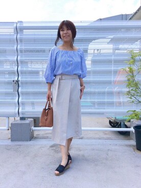 ルクールブラン藤井大丸店スタッフさん（レディース・160cm）の夏コーディネート