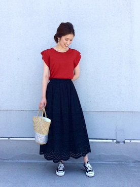 ルクールブラン藤井大丸店スタッフさん（レディース・170cm）の夏コーディネート