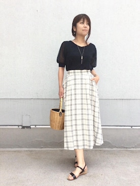 ルクールブラン藤井大丸店スタッフさん（レディース・160cm）の夏コーディネート