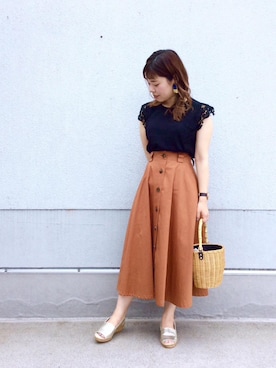 ルクールブラン藤井大丸店スタッフさん（レディース・156cm）の夏コーディネート