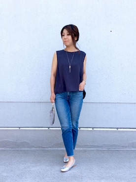 ルクールブラン藤井大丸店スタッフさん（レディース・160cm）の夏コーディネート