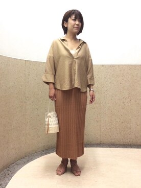 「インテリア」｜「アイテム（アクセサリー）」を使った、ルクールブラン藤井大丸店スタッフさん（レディース・160cm）の夏コーディネート