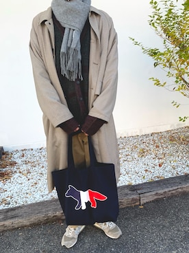 「niko and ...」｜「アイテム（ステンカラーコート）」を使った、きゃむさん（メンズ・172cm）の冬コーディネート