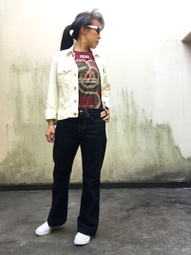 「男物を着る女」｜「アイテム（ジャケット/アウター）」を使った、Jules Takagishiさん（レディース・164cm）の春コーディネート