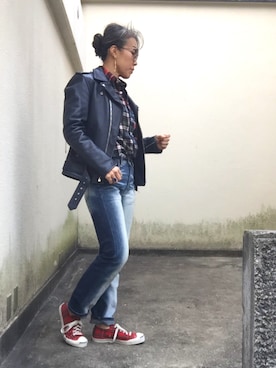 「男物を着る女」｜「アイテム（ジャケット/アウター）」を使った、Jules Takagishiさん（レディース・164cm）の冬コーディネート