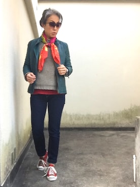 「アイテム（ライダースジャケット）」を使った、Jules Takagishiさん（レディース・164cm・40代）の冬コーディネート