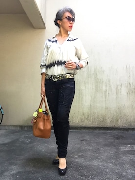 「paper（ペーパー）のアイテム（パンツ）」を使った、Jules Takagishiさん（レディース・164cm）の春コーディネート