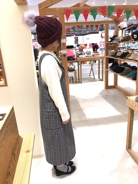 「ポンポン付きニット帽」｜14+ イオンSENRITO専門館店 スタッフさん（レディース・159cm）の秋コーディネート
