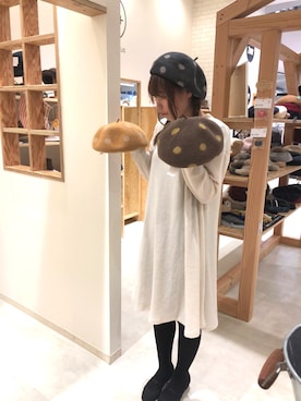 「Ray Cassin」｜「アイテム（ハンチング/ベレー帽）」を使った、14+ イオンSENRITO専門館店 スタッフさん（レディース・159cm）の秋コーディネート