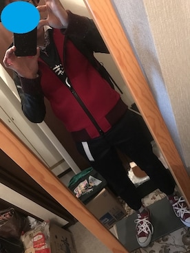 「ATTACHMENT（アタッチメント）のアイテム（スタジャン）」を使った、さくさくさん（メンズ・169cm）の冬コーディネート