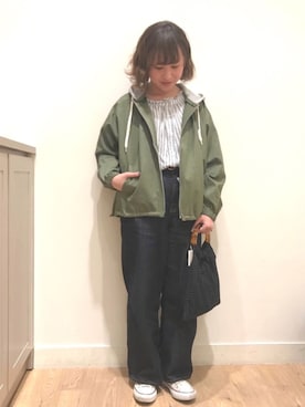 「フリルネック」｜「アイテム（ブルゾン）」を使った、studio CLIP マークイズ静岡店さん（レディース・152cm）の冬コーディネート