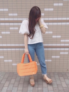 「ROOTOTE（ルートート）のアイテム（バッグ）」を使った、ROOTOTE  STAFFさん（レディース・152cm）の夏コーディネート