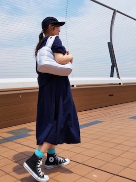 「ROOTOTE（ルートート）のアイテム（バッグ）」を使った、ROOTOTE  STAFFさん（レディース・157cm）の夏コーディネート