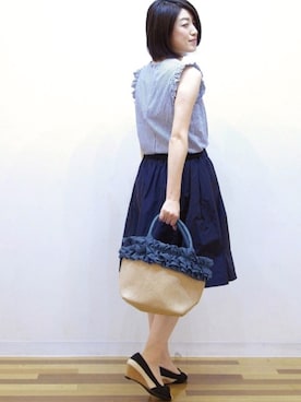 「フリルトート」｜ROOTOTE  STAFFさん（レディース・160cm）の春コーディネート