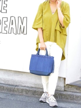 「ROOTOTE（ルートート）のアイテム（バッグ）」を使った、ROOTOTE  STAFFさん（レディース・160cm）の秋コーディネート
