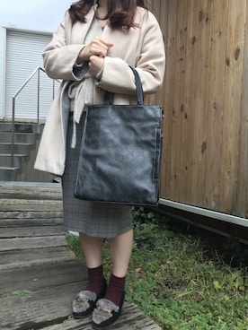「ROOTOTE（ルートート）のアイテム（バッグ）」を使った、ROOTOTE  STAFFさん（レディース・160cm）の冬コーディネート